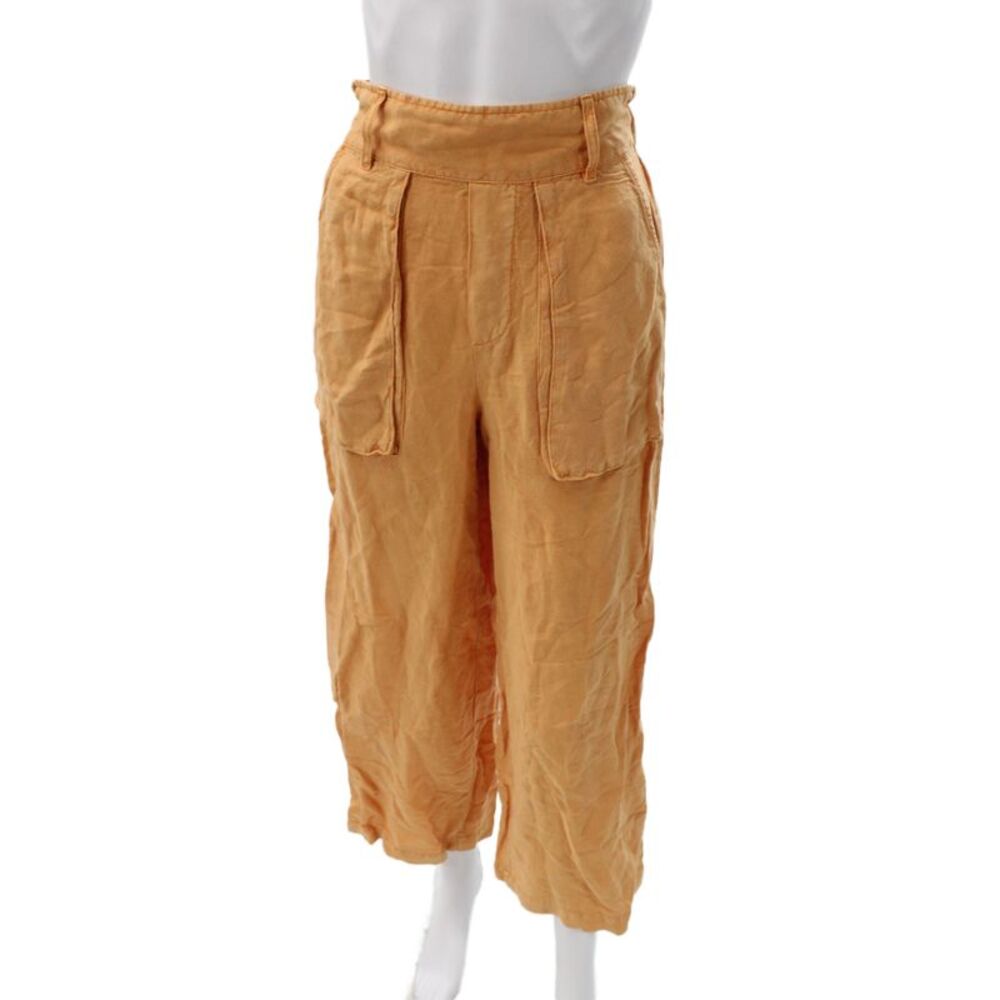 YFB Women Cropped Linen Blend Orange Pants Size S